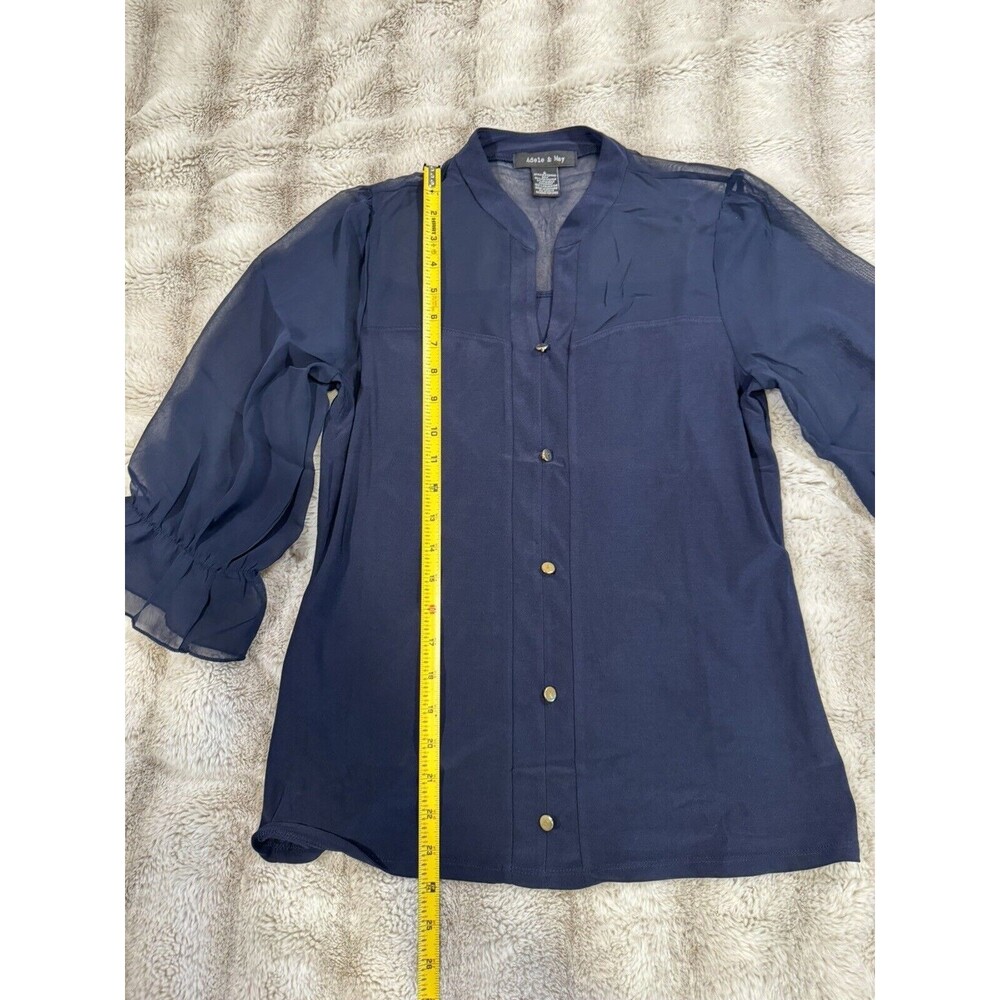 Adele & May navy blouse with sheer shoulders casual office Size Small - Picture 9 of 14